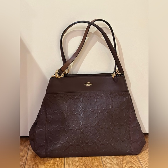 Coach Handbags - Coach dark purple Lexy embossed handbag